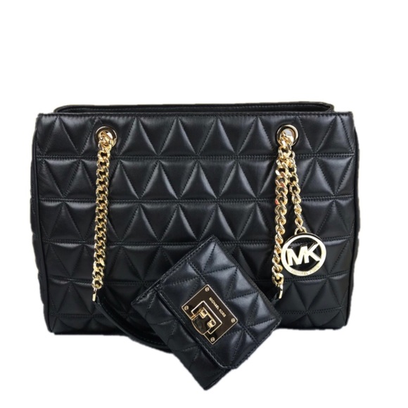 Michael Kors Handbags - Michael Kors Black Susannah LG Tote Wallet Set